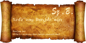 Szávay Benjámin névjegykártya